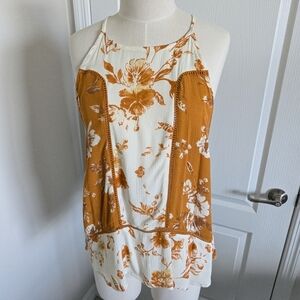 Eyeshadow Gold and White Asymmetrical Tank Top